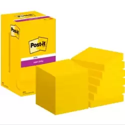 (7100290189) POST-IT BLOC NOTAS ADHESIVAS 654 SUPER STICKY 90H 76X76 ULTRA AMARILLO PAQUETE 12 UD