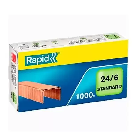 (24855700) RAPID GRAPAS ESTÁNDAR 24/6 COBREADAS -CAJA DE 1000-
