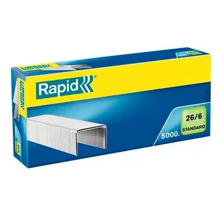 (24861800) RAPID GRAPAS ESTÁNDAR 26/6 GALVANIZADA CAJA DE 5000