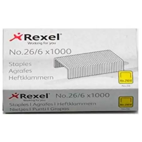 (ACCO6131) REXEL GRAPAS 26/6 GALVANIZADAS -CAJA DE 1000-