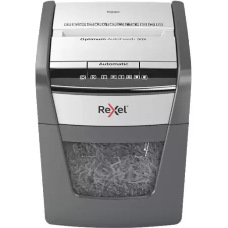 (2020050XEU) REXEL DESTRUCTORA AUTOMÁTICA OPTIMUN AUTOFEED + 50X 20L CORTE PARTÍCULAS NEGRO