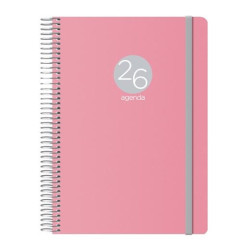 (12688-2026) DOHE AGENDA ANUAL MEMPHIS ESPIRAL 15X21CM DP CIERRE C/GOMA PP ROSA 2026