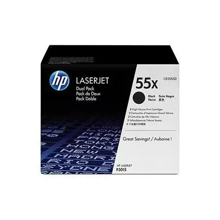 (CE255XD) HP TONER NEGRO LASERJET P3011/P3015 - 55X (PACK 2)