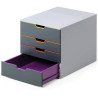 (760427) DURABLE MÓDULO SOBREMESA VARICOLOR 4 CAJONES A4/FOLIO/CARTA ABS ALTA CALIDAD ANTRACITA MULTICOLOR