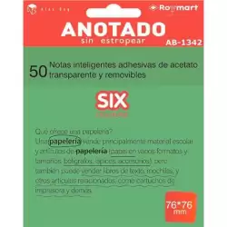 (AB-1342) ROYMART BLOC NOTAS ADHESIVAS INTELIGENTES REMOVIBLES 50H 76X76 ACETATO TRANSPARENTE VERDE FLUORESCENTE