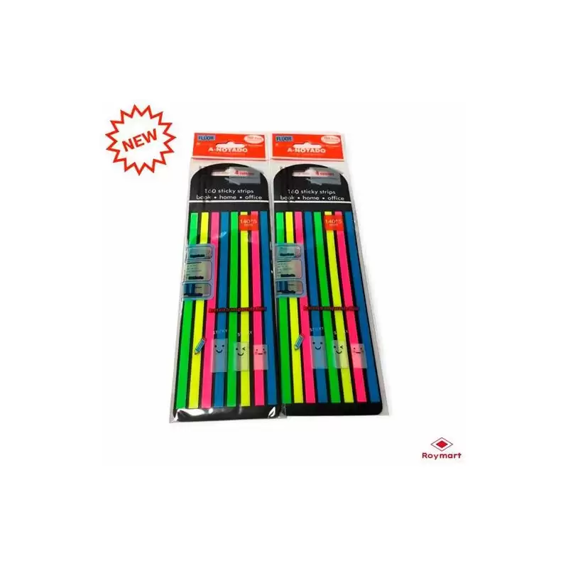 (AB-1352) ROYMART NOTAS SEÑALADORAS DE LÍNEAS ACETATO TRANSPARENTE PACK DE 160 C/SURTIDOS