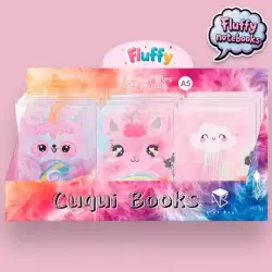 (EKL-2501) ROYMART LIBRETAS FLUFFY C/CANDADO 80H A5 8OGR SURTIDOS EXPOSITOR 12 UD