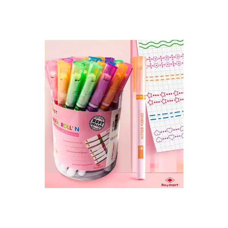 (AB-0201) ROYMART ROTULADORES CENEFA ROLLER 6 MODELOS COLORES SURTIDOS BOTE PVC 36 UD