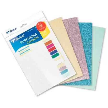 (20315) SADIPAL CARTULINA PURPURINA A4 330GR BLISTER DE 5H C/SURTIDOS PASTEL