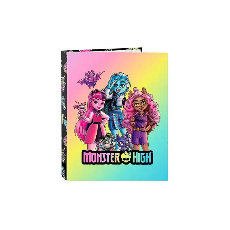 (512398067) SAFTA CARPETA FOLIO ANILLAS MIXTAS 4X25MM MONSTER HIGH "CREEP"
