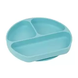 (822105923) SAFTA PLATO SILICONA CON VENTOSA "BEAR" BLUE