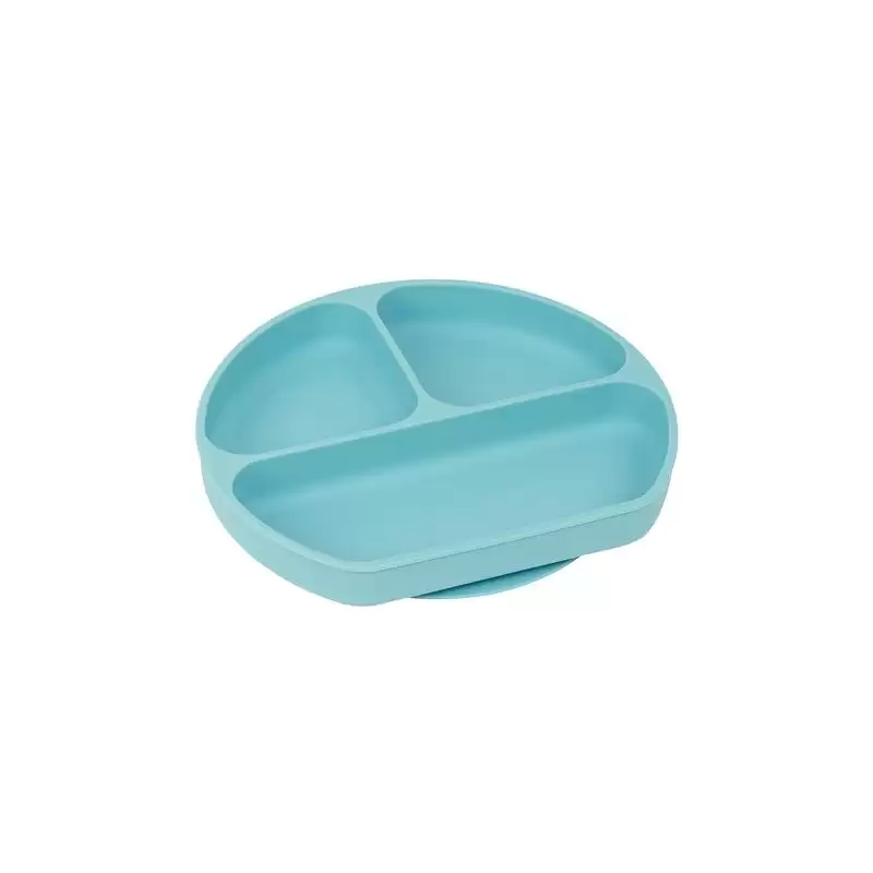 (822105923) SAFTA PLATO SILICONA CON VENTOSA "BEAR" BLUE