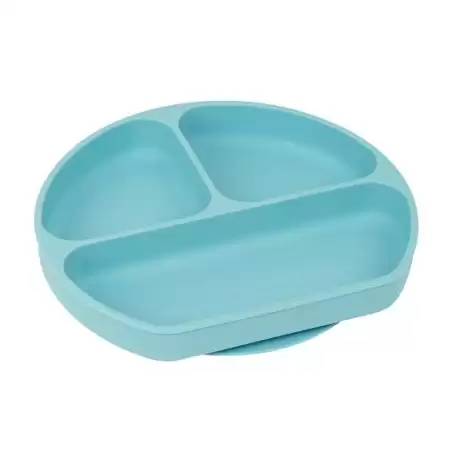 (822105923) SAFTA PLATO SILICONA CON VENTOSA "BEAR" BLUE