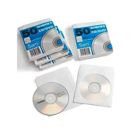 (664897) SAM SOBRE OFFSET BLANCO 90 GR. ENGOMADO AUTOADHESIVO 125X125 PARA CDS/DVD 50 SOBRES