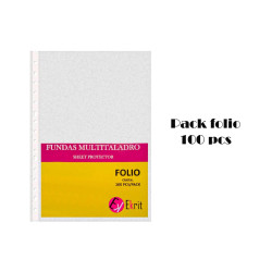 (SSP-100-80F) EKRIT FUNDAS MULTITALADRO 16 PP CRISTAL FOLIO 80 MICRAS - BOLSA 100U-