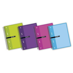 (100430087) ENRI CUADERNO ESPIRAL MICROPERFORADO 140H A5+ 5X5M 6 TALADROS T/EXTRADURAS C/SURTIDOS