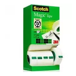 (7100026965) SCOTCH CINTA ADHESIVA INVISIBLE MAGIC ROLLO 19MM X 33M CAJA 12+2UD