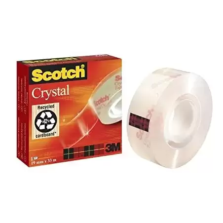 (7100027387) SCOTCH CINTA ADHESIVA SUPERTRANSPARENTE CRYSTAL 600 ROLLO 19MM X 33M CAJA INDIVIDUAL