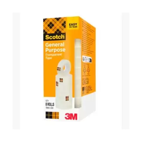 (7100336276) SCOTCH CINTA TRANSPARENTE 508 19X33M -PACK 8 ROLLOS-