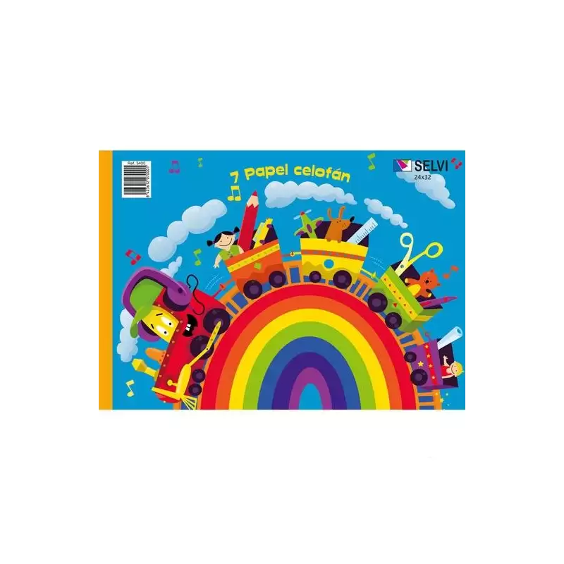 (3400) SELVI CUADERNO PARA MANUALIDADES CON 7 PLIEGOS DE PAPEL CELOFÁN 24X32CM COLORES SURTIDOS
