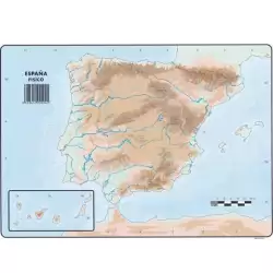 (504) SELVI MAPA MUDO FÍSICO DE ESPAÑA A4 -50U-