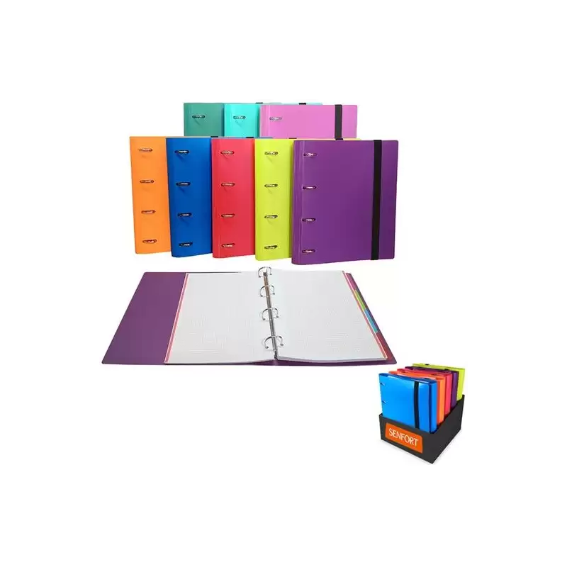 (180510E) SENFORT CARPETA ANILLAS 4X30MM RINGBOOK C/RECAMBIO 120H A4 C/GOMA 4 SEPARADORES C/SURTIDOS