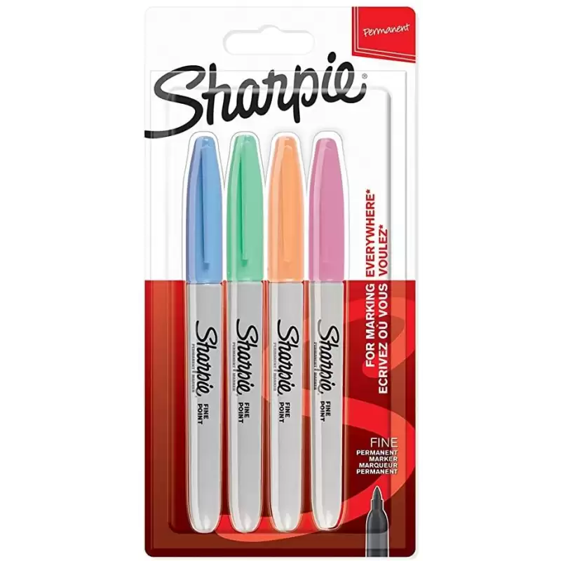 (2065402) SHARPIE MARCADOR PERMANENTE FINE PUNTA REDONDA 0.9MM C/SURTIDOS PASTEL BLÍSTER 4 UD