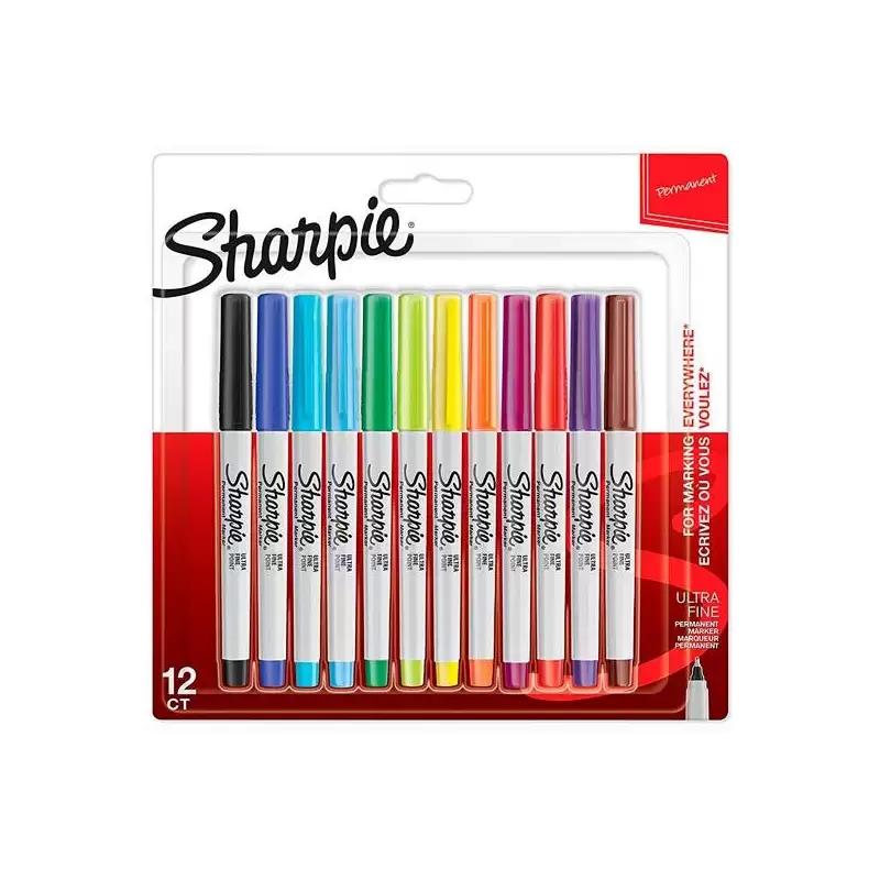 (2065408) SHARPIE ROTULADOR PERMANENTE PUNTA ULTRAFINA C/SURTIDOS BLÍSTER 12 UD