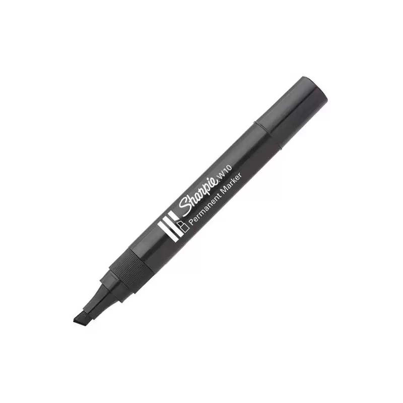 (S0192654) SHARPIE MARCADOR PERMANENTE W10 PUNTA BISELADA NEGRO CAJA 12 UD