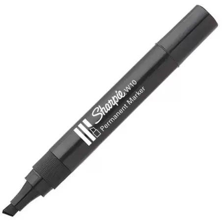 (S0192654) SHARPIE MARCADOR PERMANENTE W10 PUNTA BISELADA NEGRO CAJA 12 UD