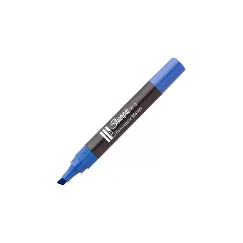 (S0192695) SHARPIE MARCADOR PERMANENTE W10 PUNTA BISELADA AZUL CAJA 12 UD
