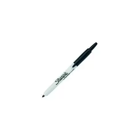 (S0810840) SHARPIE MARCADOR PERMANENTE RETRÁCTIL FINE PUNTA REDONDA 0.9MM NEGRO CAJA 12 UD