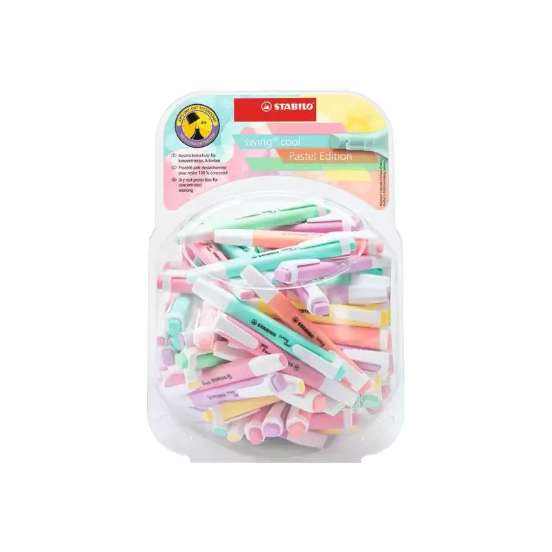 (275/100-8-2) STABILO MARCADOR FLUORESCENTE SWING COOL PASTEL 6 COLORES SURTIDOS BOMBONERA 100 UD
