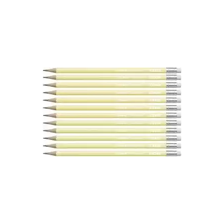 (4908/01-HB) STABILO SWANO LAPIZ GRAFITO CON GOMA PASTEL AMARILLO -12U-