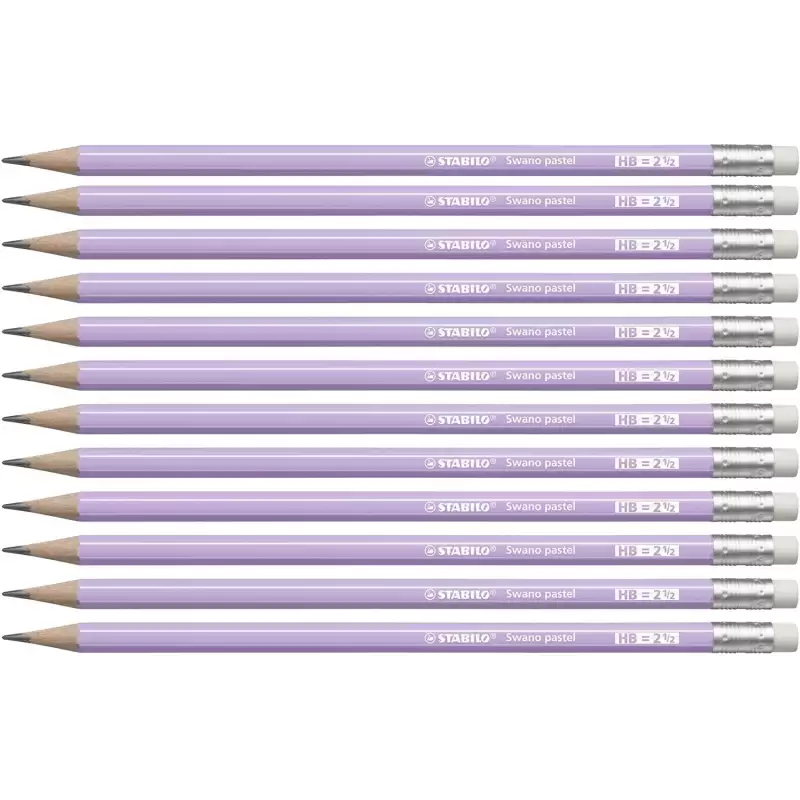 (4908/03-HB) STABILO SWANO LAPIZ GRAFITO CON GOMA PASTEL LILA -12U-