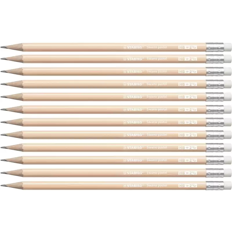 (4908/04-HB) STABILO SWANO LAPIZ GRAFITO CON GOMA PASTEL MELOCOTÓN -12U-