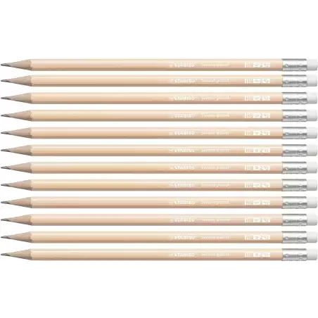 (4908/04-HB) STABILO SWANO LAPIZ GRAFITO CON GOMA PASTEL MELOCOTÓN -12U-