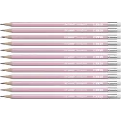 (4908/05-HB) STABILO SWANO LAPIZ GRAFITO CON GOMA PASTEL ROSA -12U-