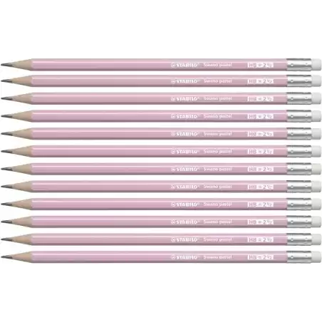 (4908/05-HB) STABILO SWANO LAPIZ GRAFITO CON GOMA PASTEL ROSA -12U-