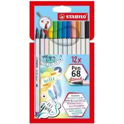 (568/12-21) STABILO ROTULADORES PEN 68 BRUSH C/SURTIDOS ESTUCHE 12 UD