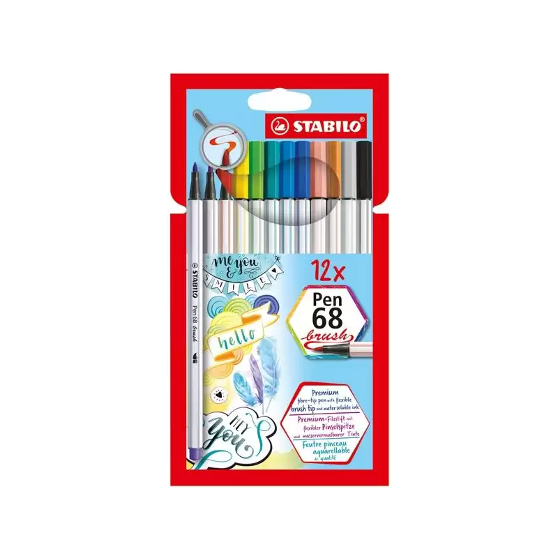 (568/12-21) STABILO ROTULADORES PEN 68 BRUSH C/SURTIDOS ESTUCHE 12 UD