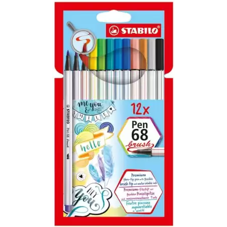 (568/12-21) STABILO ROTULADORES PEN 68 BRUSH C/SURTIDOS ESTUCHE 12 UD