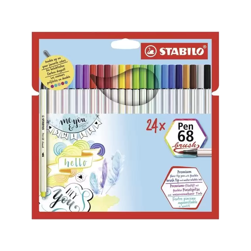(568/24-211) STABILO ROTULADORES PEN 68 BRUSH C/SURTIDOS ESTUCHE 24 UD