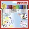 (568/24-211) STABILO ROTULADORES PEN 68 BRUSH C/SURTIDOS ESTUCHE 24 UD