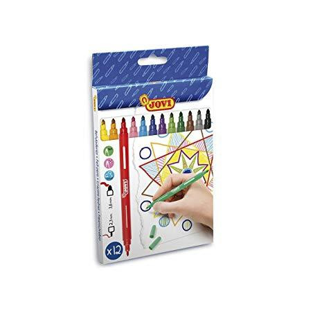 (1512) JOVI ROTULADORES DOBLE PUNTA 175MM ESTUCHE DE 12 C/SURTIDOS