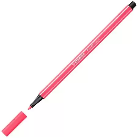 (68/040) STABILO ROTULADOR PEN 68 ROJO FLUORESCENTE CAJA 10 UD
