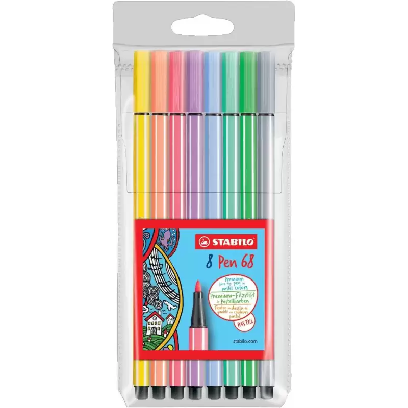 (68/8-01) STABILO ROTULADORES PEN 68 C/SURTIDOS PASTEL ESTUCHE 8 UD