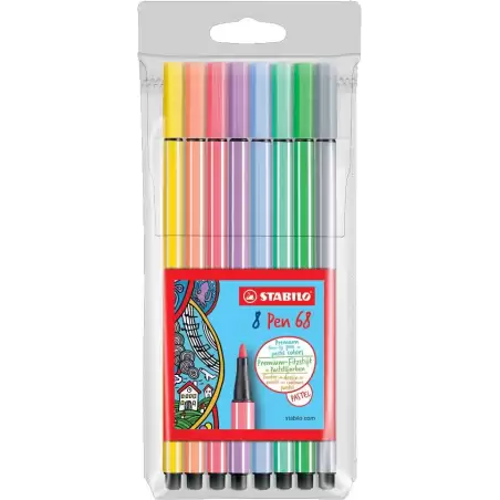 (68/8-01) STABILO ROTULADORES PEN 68 C/SURTIDOS PASTEL ESTUCHE 8 UD