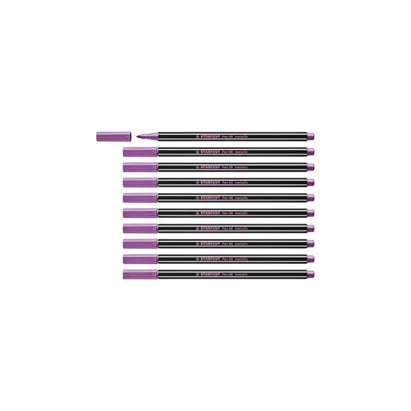 (68/856) STABILO ROTULADOR PEN 68 METALLIC ROSA METÁLICO CAJA 10 UD
