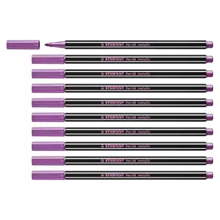 (68/856) STABILO ROTULADOR PEN 68 METALLIC ROSA METÁLICO CAJA 10 UD